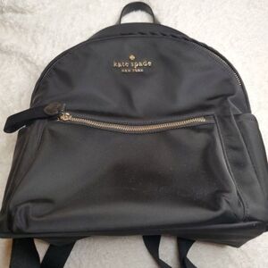 Kate Spade Black Nylon Backpack with Gold Details